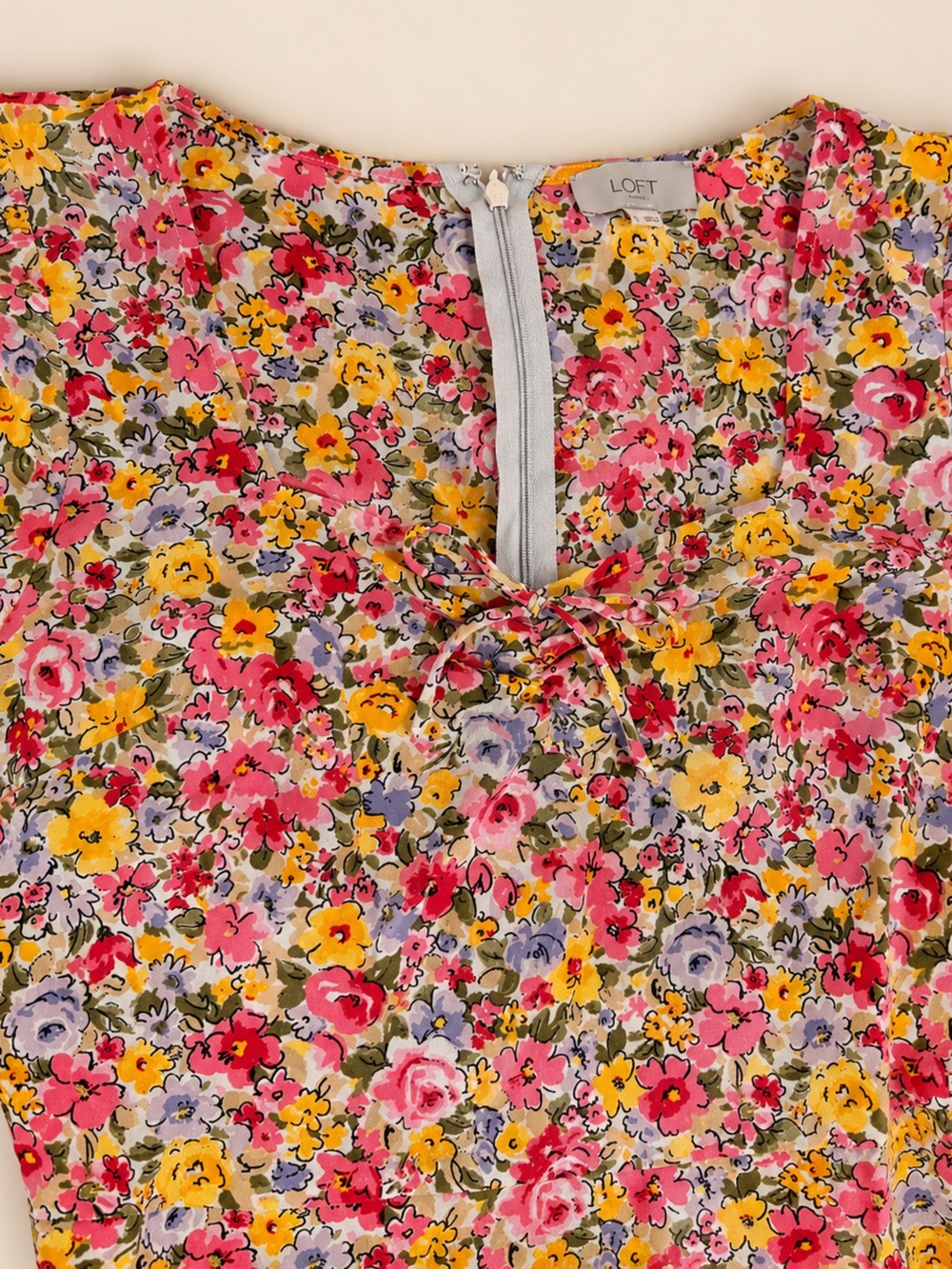 LOFT Outlet Floral Tie-Front Dress Size 2 - Picture 4 of 8